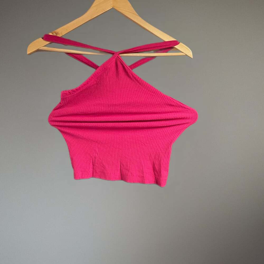 Old Navy Women's Relaxed Halter Tank Top in Pink Dragon Fruit